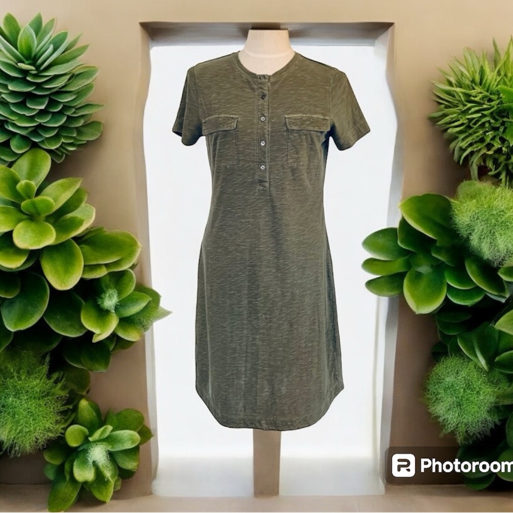 Tommy Bahama Olive Green Cotton Camp T-Shirt Dress or Beach Cover Up Sz. M